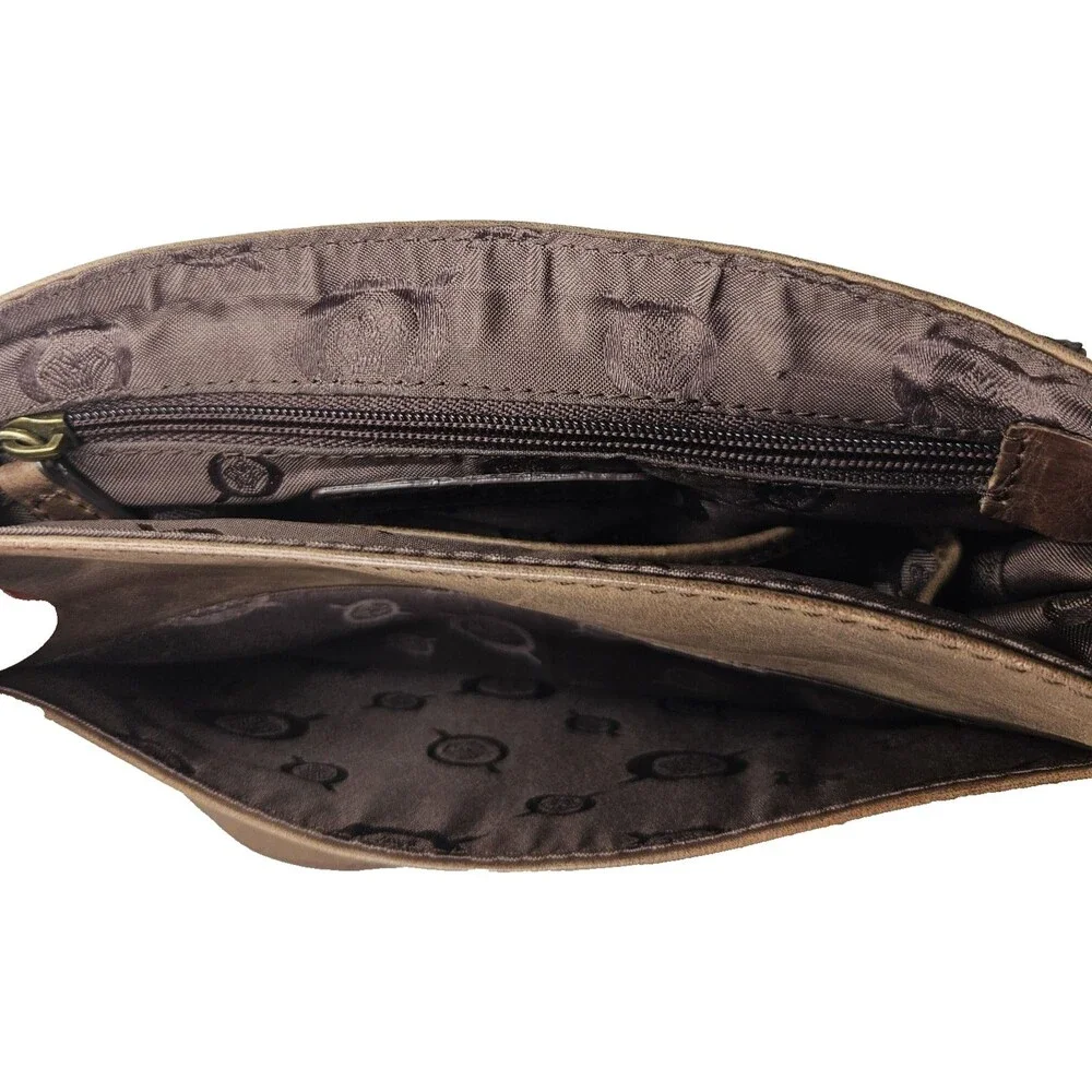 BORN Studded Brown Leather Crossbody Bag, Womens Medium - Picture 10 of 11